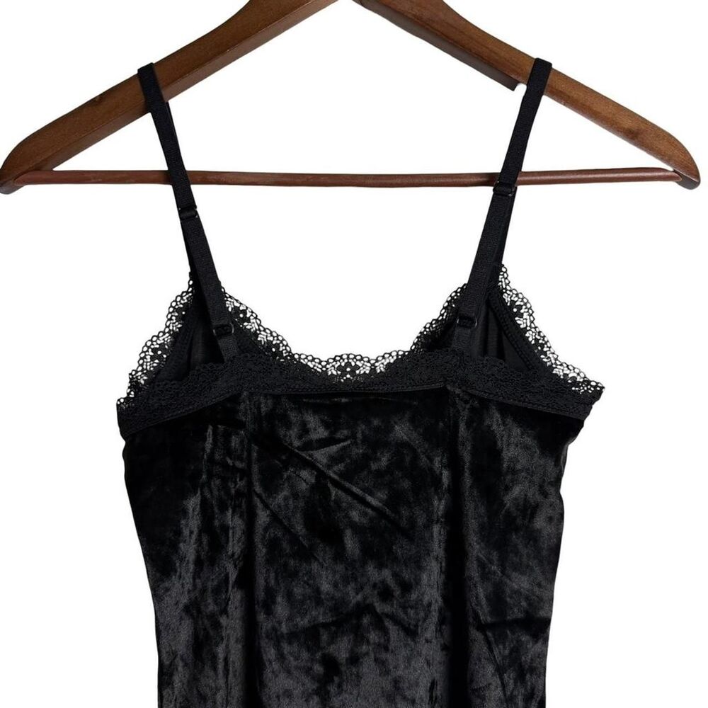 Velvet Babydoll Lace Trim Slip Dress Whimsigoth Fairy Grunge Mini Bodice XS - Picture 6 of 8